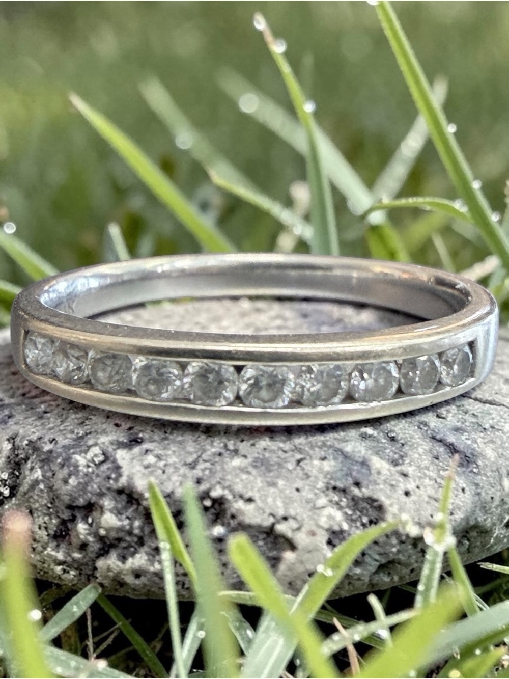 14k White‎ Gold Channel Set Diamond Ring